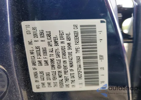 2010 Honda Accord Ex from USA, damaged, VIN 1HGCP2F73AA176949